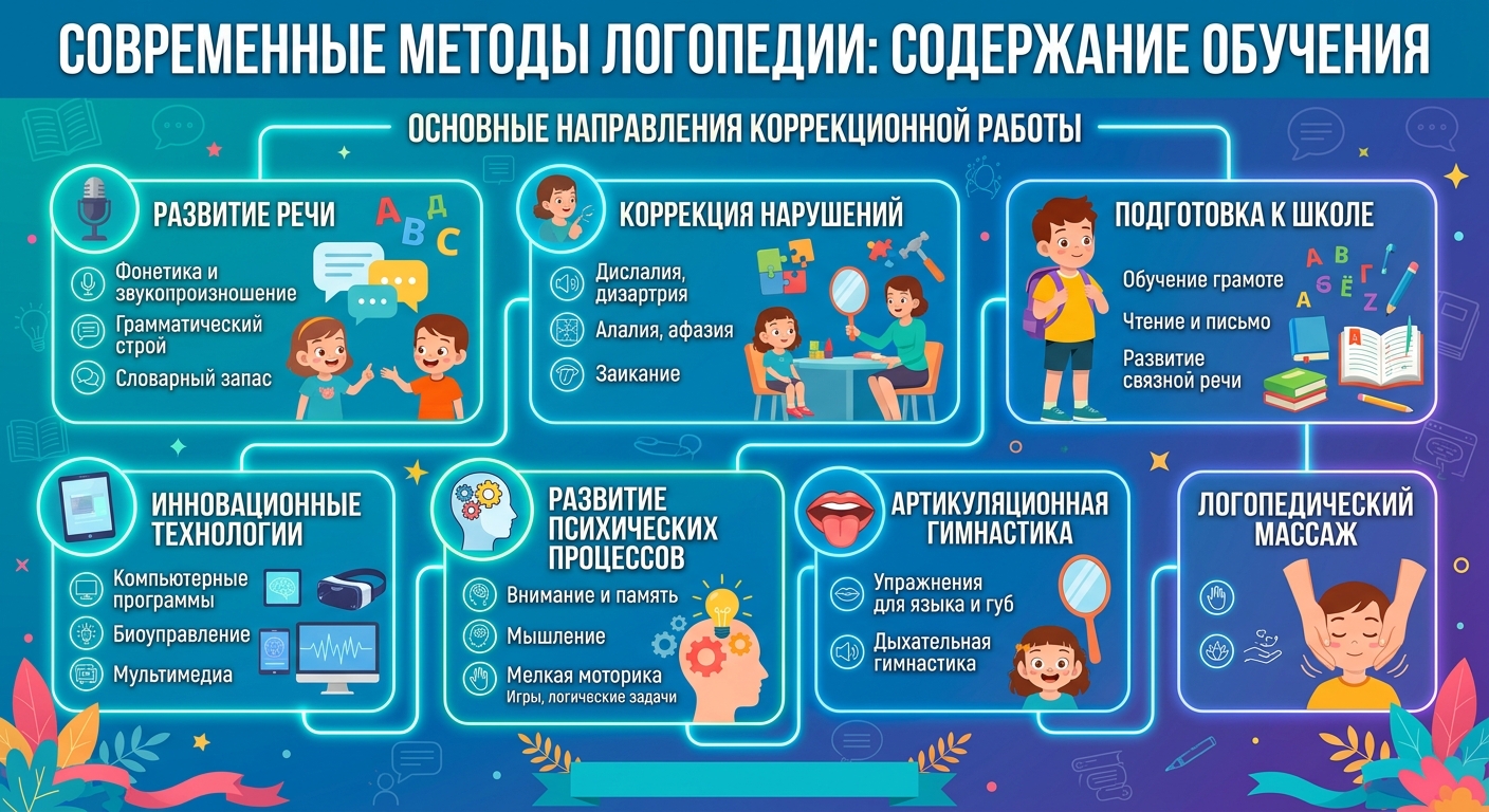 Современные методы логопедии: содержание обучения